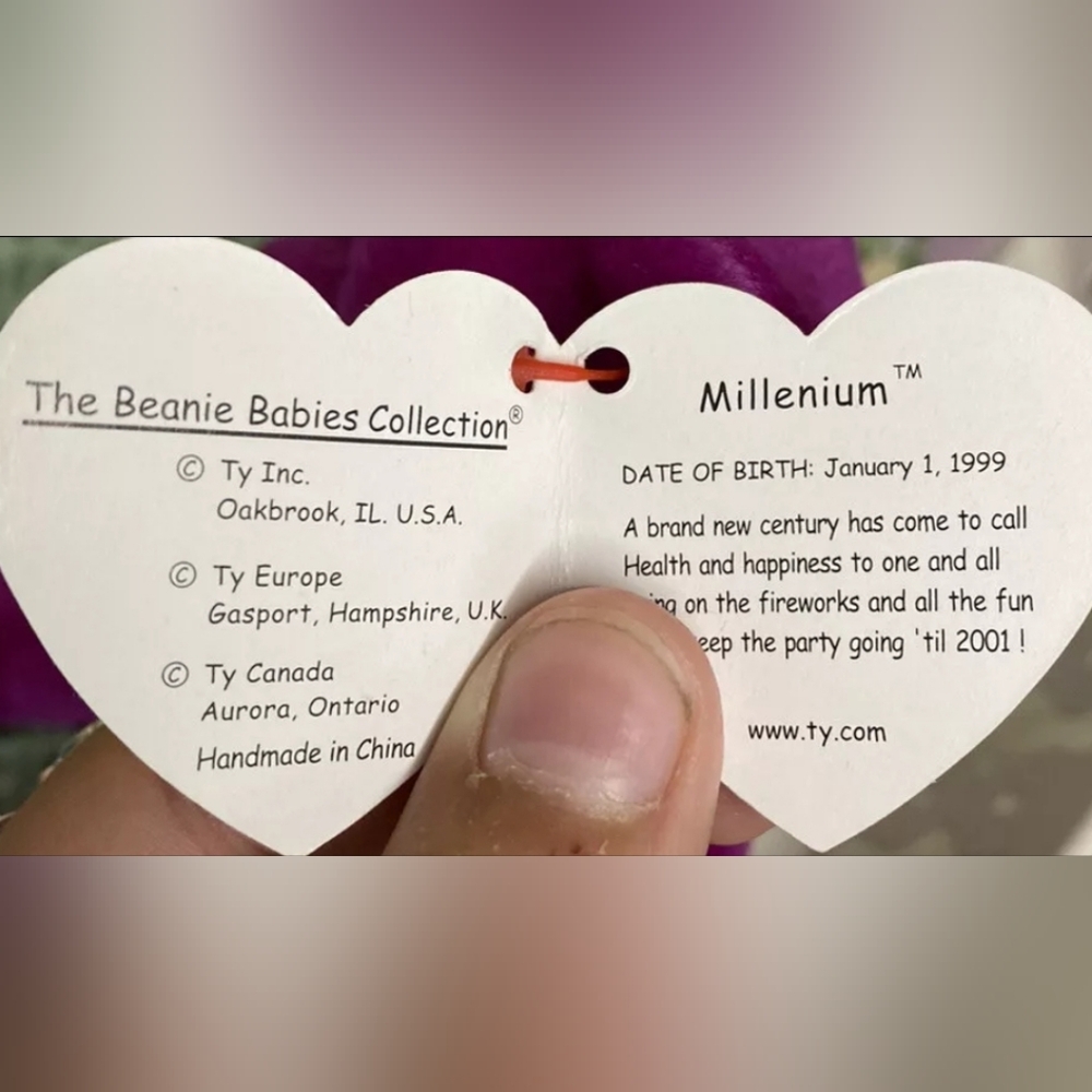Vintage TY Beanie Babies 1999 Millennium Mispelled “Millenium” RARE With Tag - Picture 6 of 10
